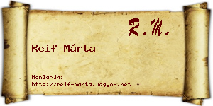 Reif Márta névjegykártya